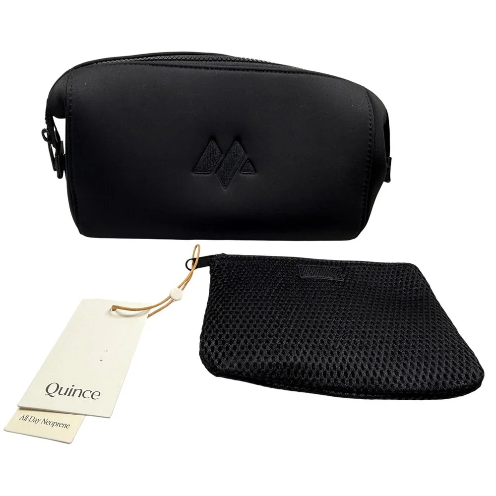 Quince Black All-Day Neoprene Travel Toiletry Cosmetic Bag NWT